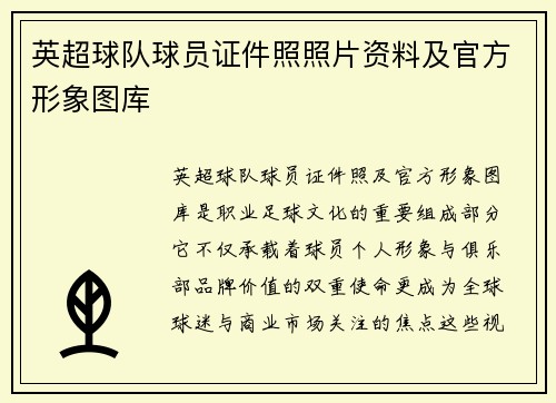 英超球队球员证件照照片资料及官方形象图库